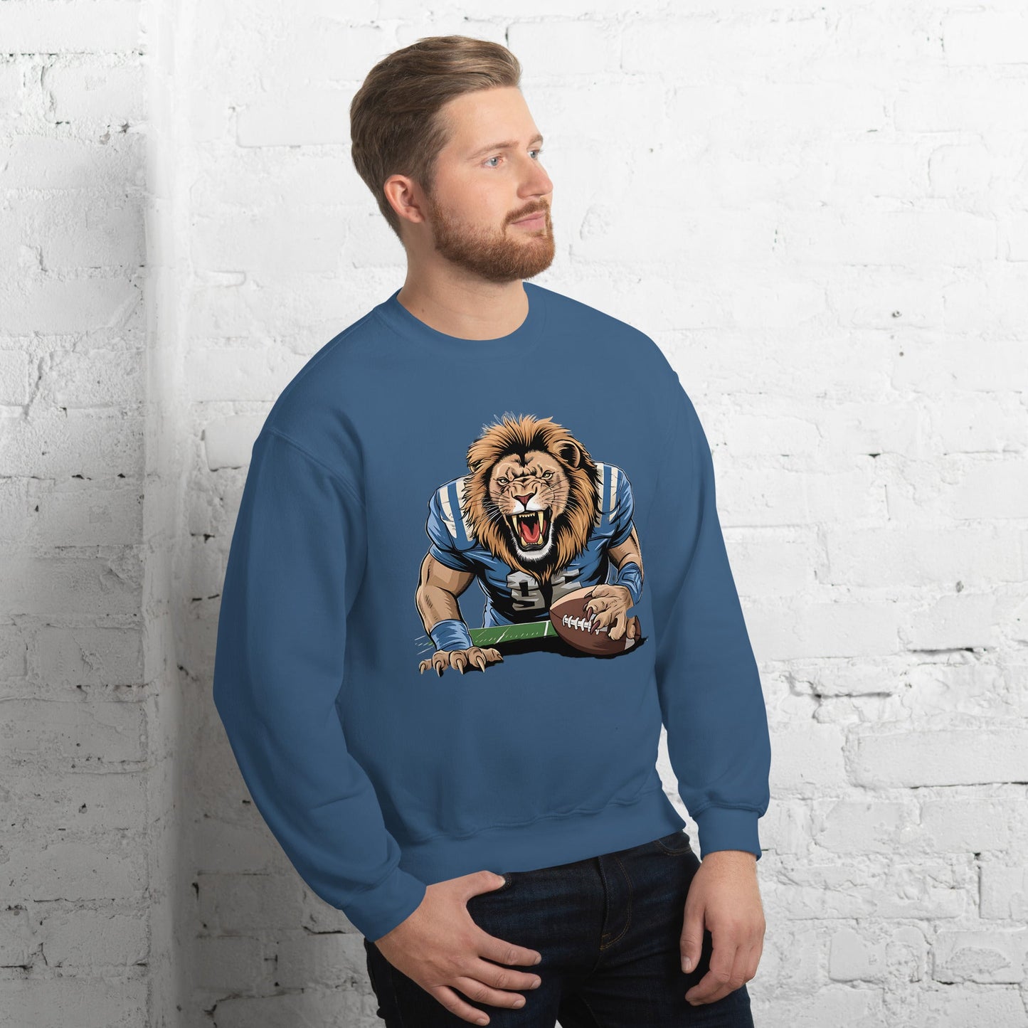 Men's Lion Football Sweatshirt – Warm & Classic Fit - Sublimegifts4u.com