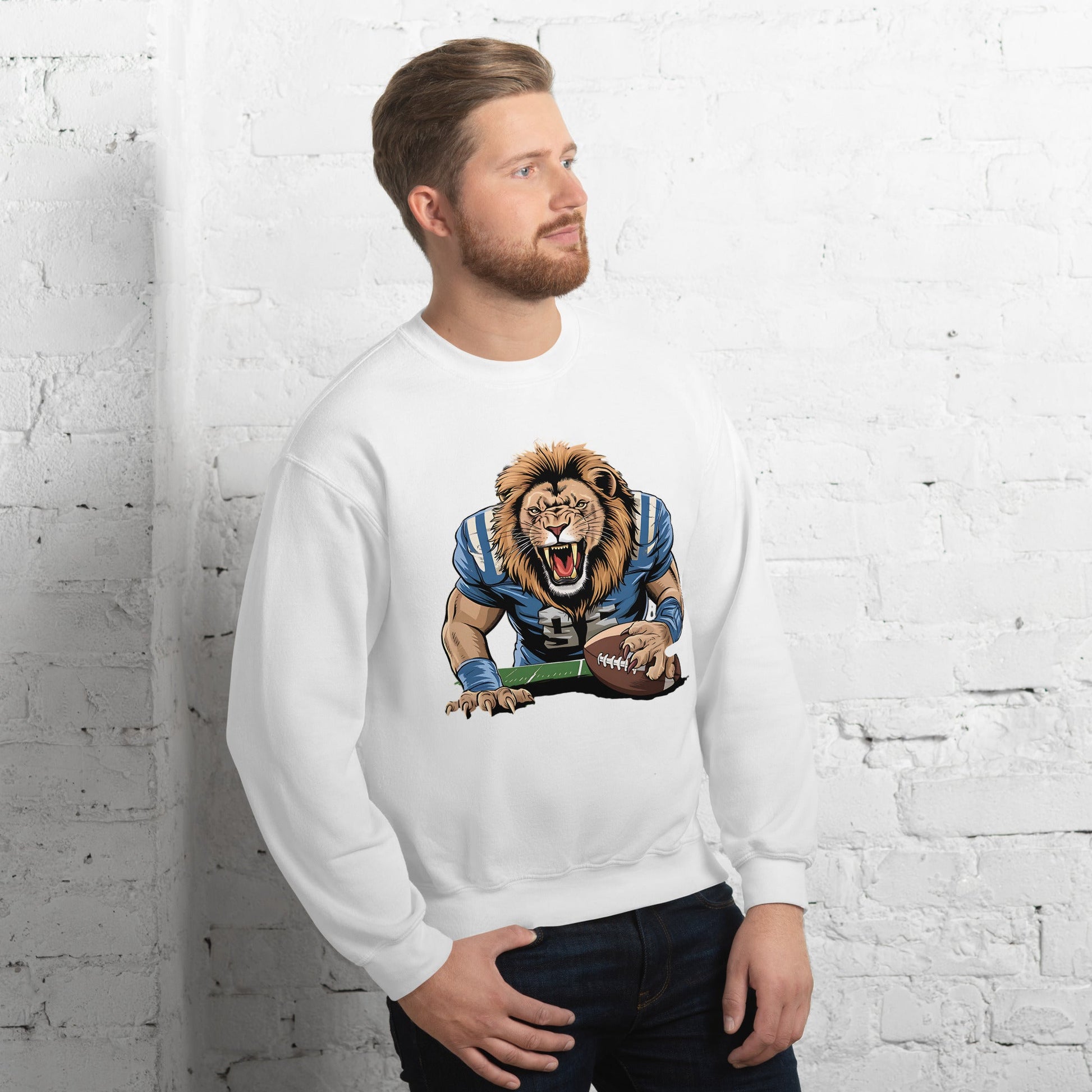 Men's Lion Football Sweatshirt – Warm & Classic Fit - Sublimegifts4u.com