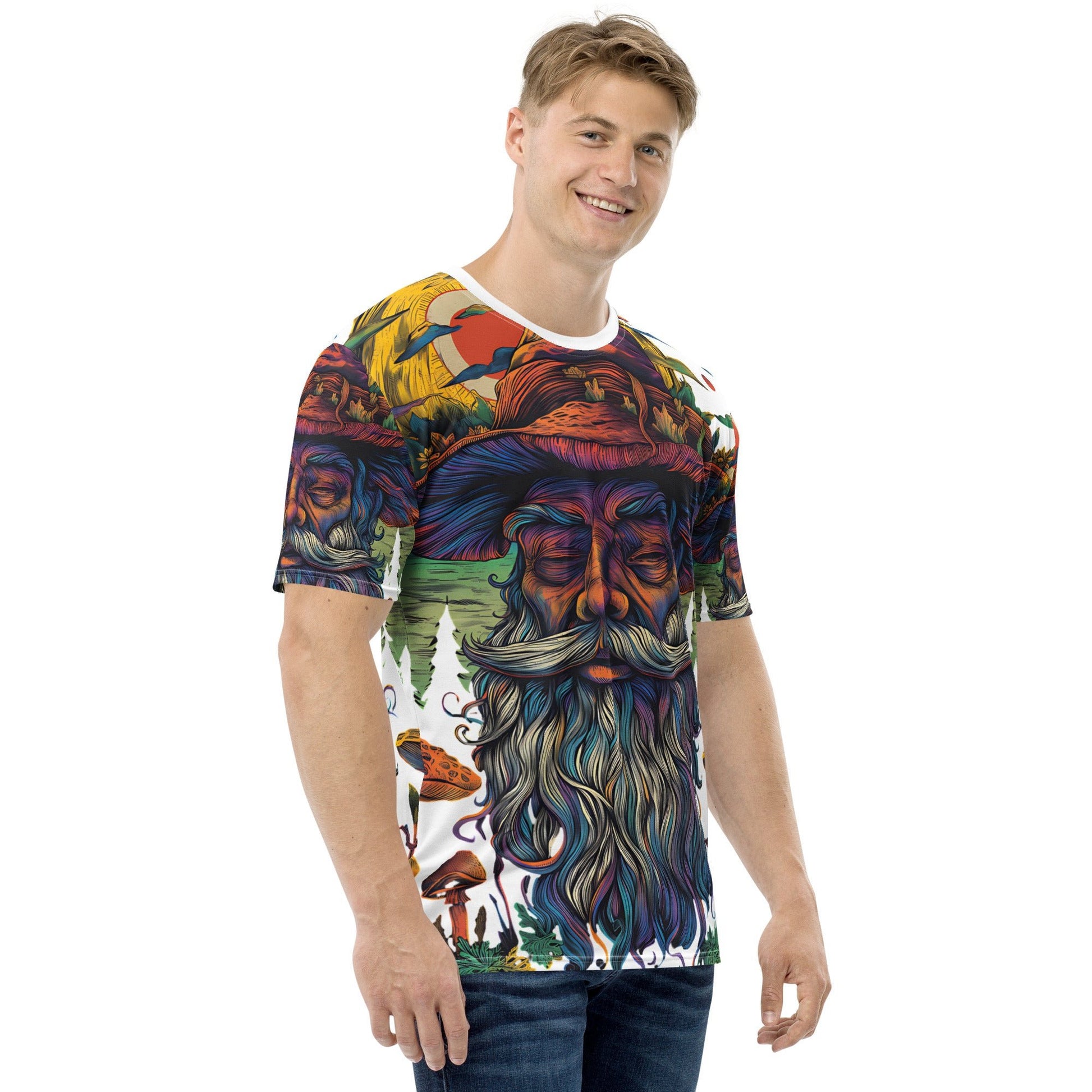 Men’s Psychedelic Hippie Design T-Shirt - Vibrant All - Over Print Tee - Sublimegifts4u.com