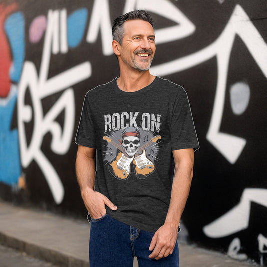 Men's Rock On T-Shirt – Skull & Guitar Graphic Tee | Soft & Lightweight - Sublimegifts4u.com