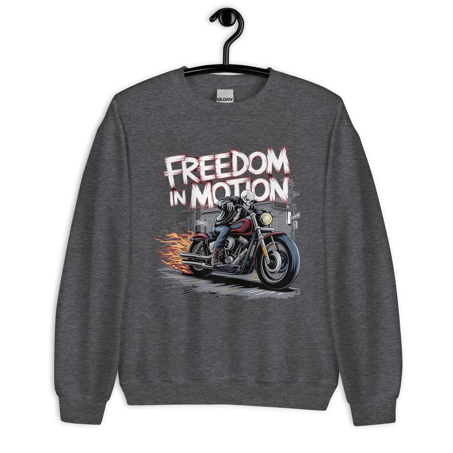 Men’s Sweatshirt – "Freedom in Motion" Skeleton Motorcycle Design - Sublimegifts4u.com