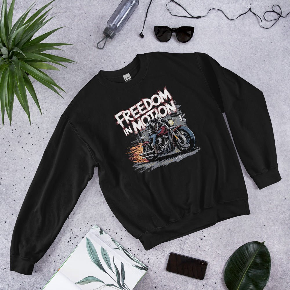 Men’s Sweatshirt – "Freedom in Motion" Skeleton Motorcycle Design - Sublimegifts4u.com