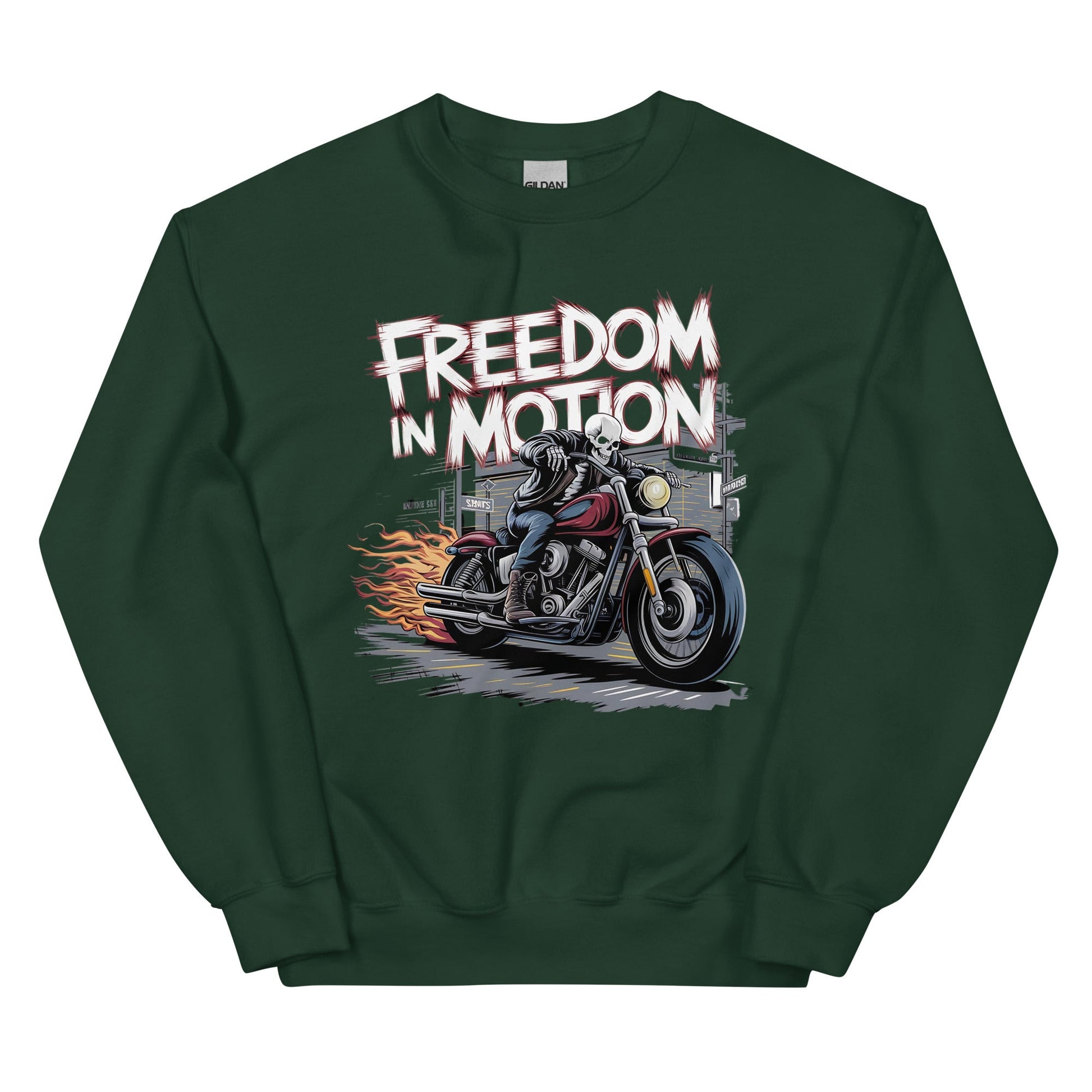 Men’s Sweatshirt – "Freedom in Motion" Skeleton Motorcycle Design - Sublimegifts4u.com