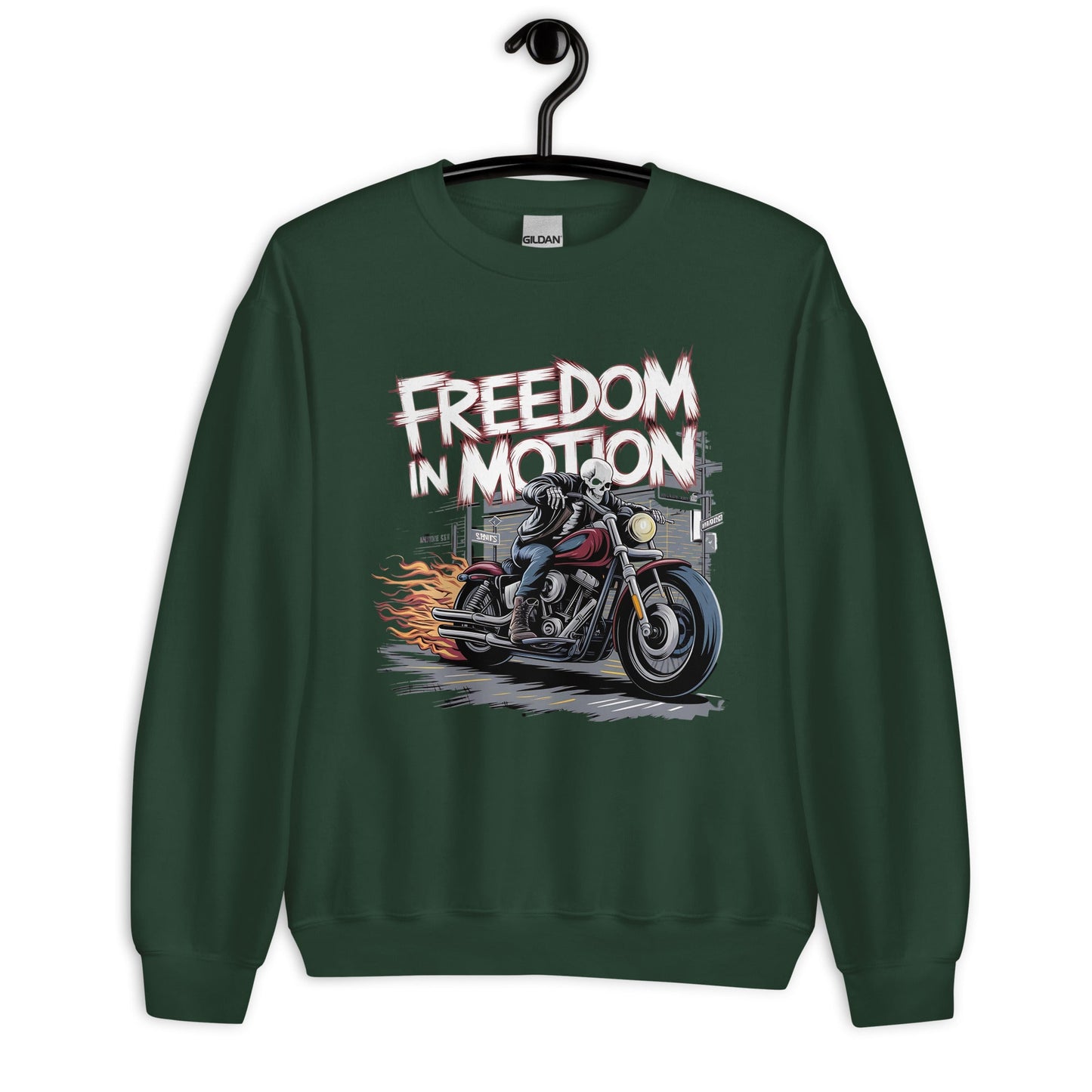 Men’s Sweatshirt – "Freedom in Motion" Skeleton Motorcycle Design - Sublimegifts4u.com