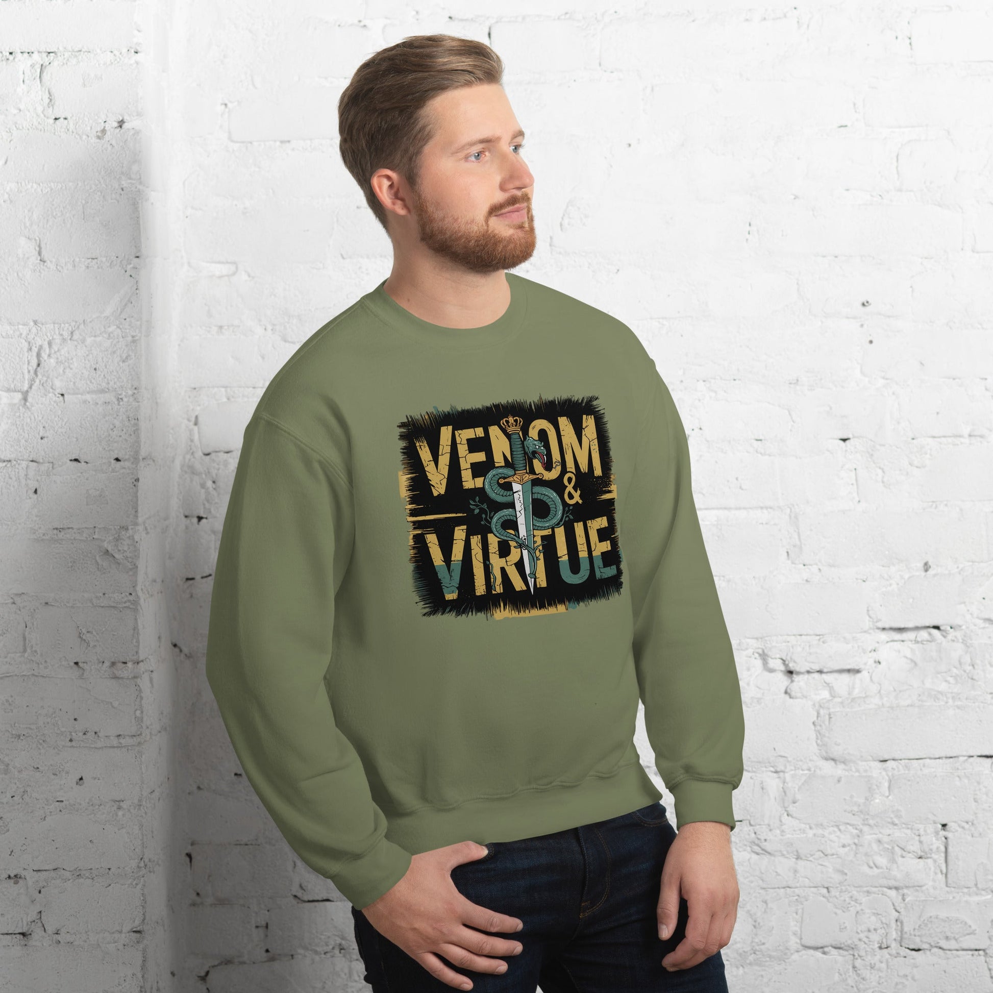 Men's Sweatshirt - Snake & Dagger Design | Venom & Virtue - Sublimegifts4u.com