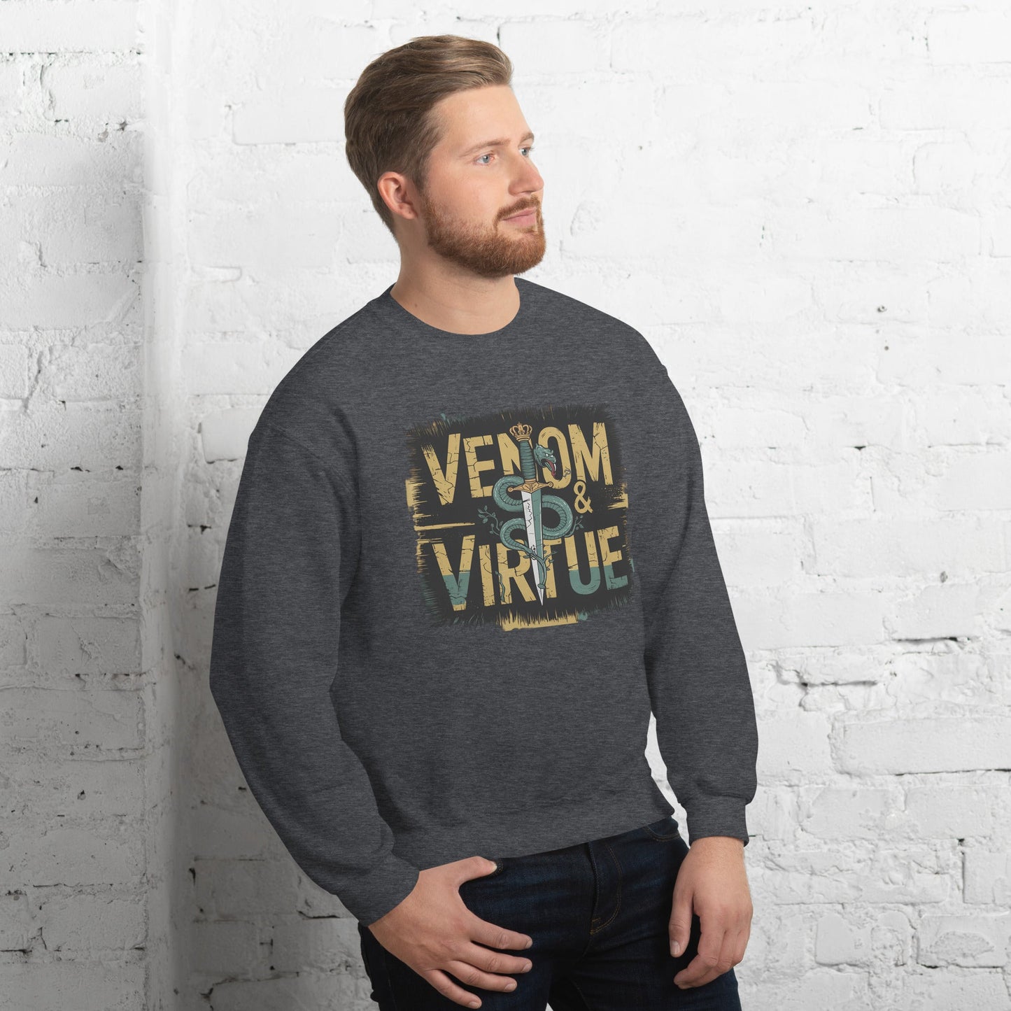 Men's Sweatshirt - Snake & Dagger Design | Venom & Virtue - Sublimegifts4u.com