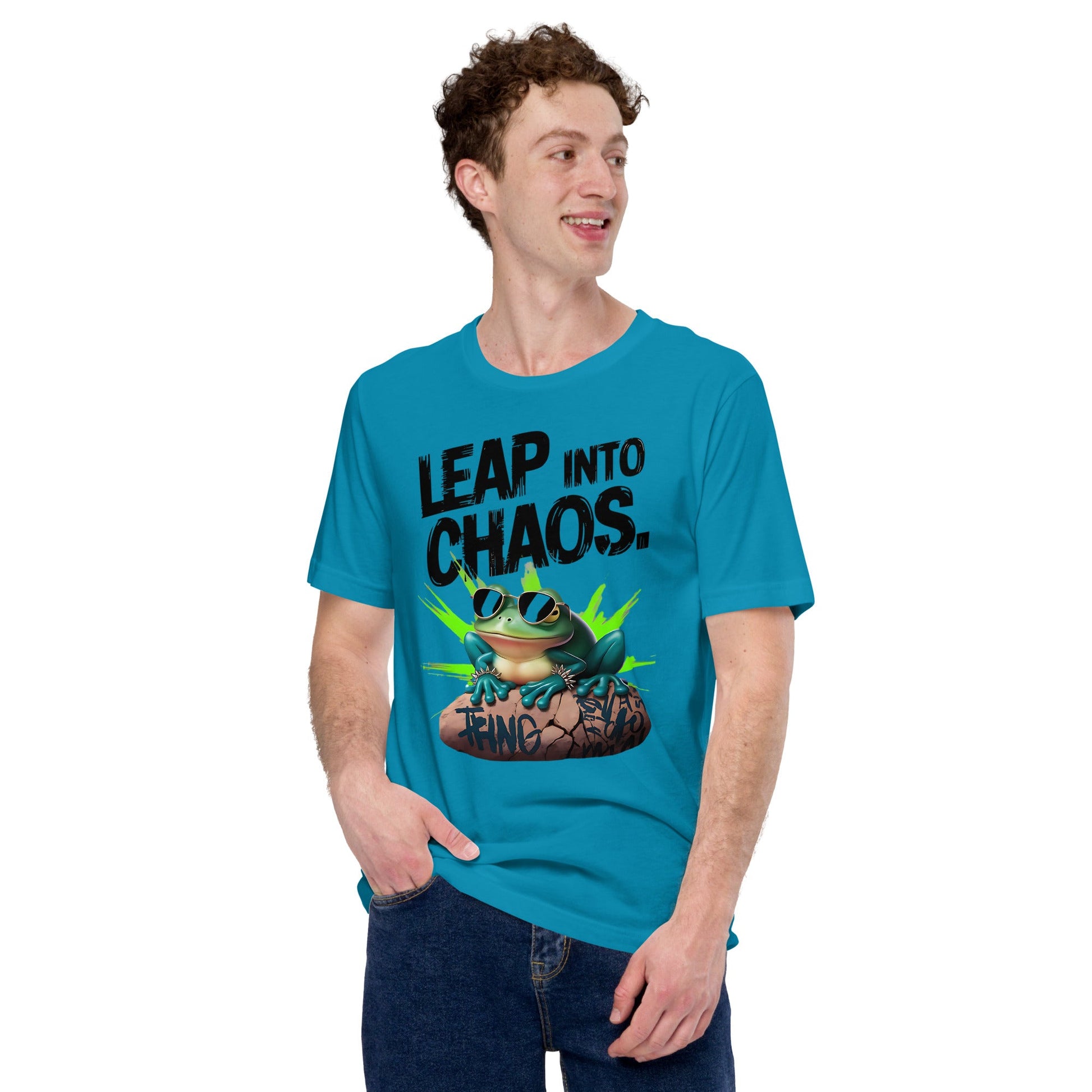 Men's T-Shirt with Frog Design - 'Leap Into Chaos' - Sublimegifts4u.com