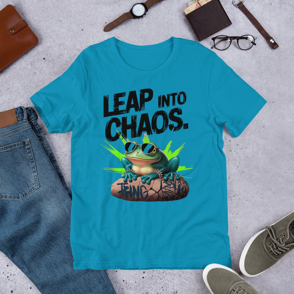 Men's T-Shirt with Frog Design - 'Leap Into Chaos' - Sublimegifts4u.com