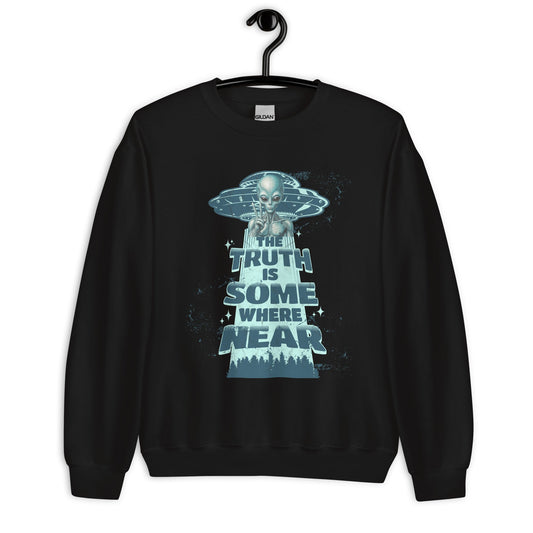 Men’s UFO Alien Sweatshirt - “The Truth is Somewhere Near” | Warm & Classic Fit - Sublimegifts4u.com