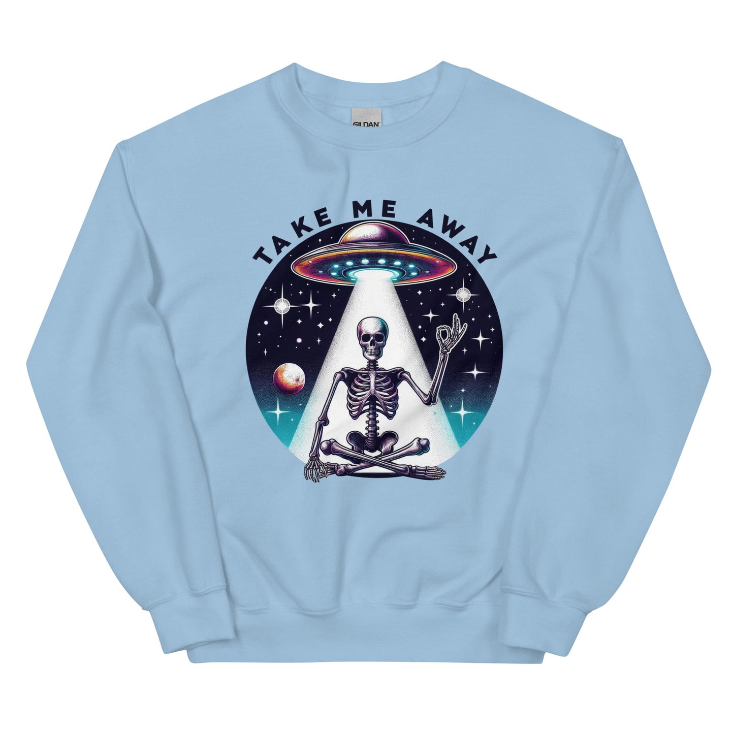 Men’s UFO Skeleton Sweatshirt | ‘Take Me Away’ Design | Cozy & Classic Fit - Sublimegifts4u.com