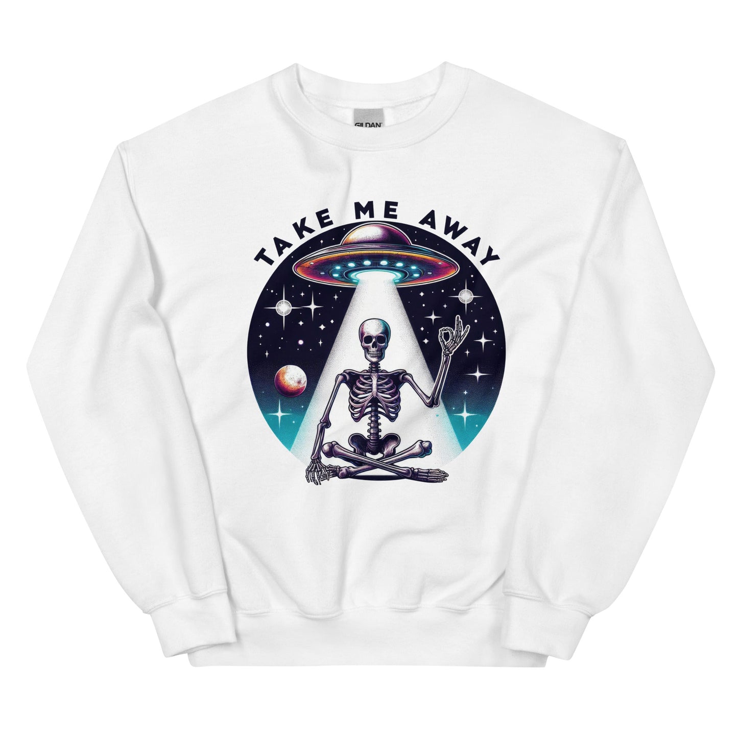 Men’s UFO Skeleton Sweatshirt | ‘Take Me Away’ Design | Cozy & Classic Fit - Sublimegifts4u.com