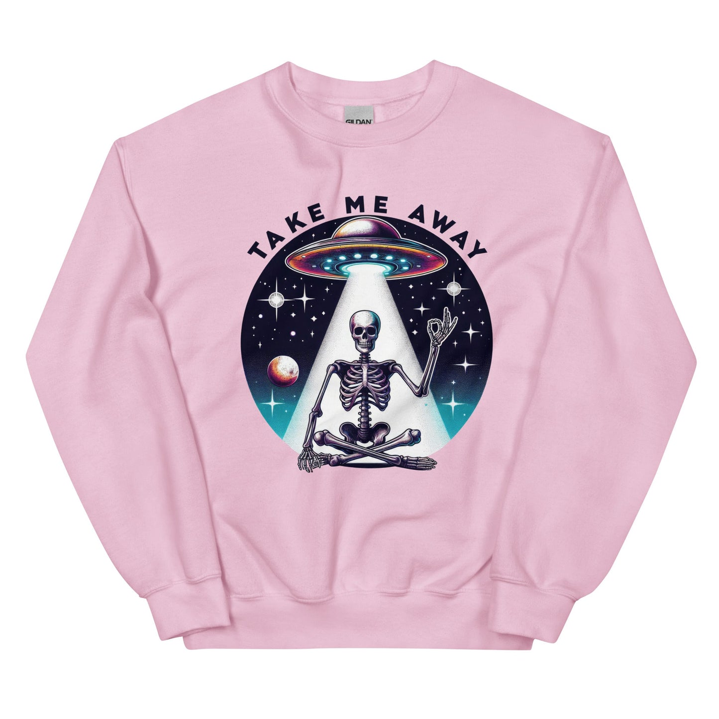 Men’s UFO Skeleton Sweatshirt | ‘Take Me Away’ Design | Cozy & Classic Fit - Sublimegifts4u.com