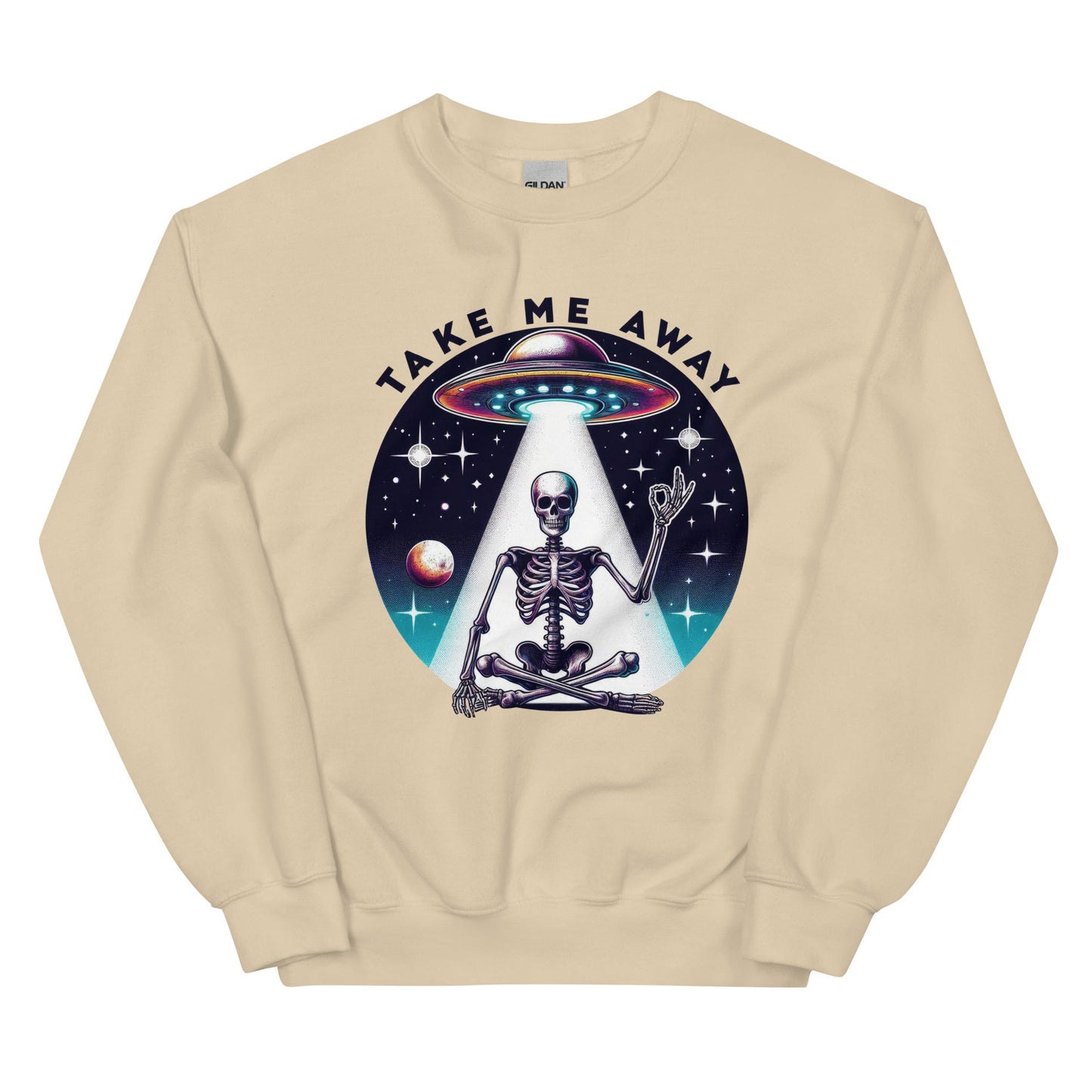 Men’s UFO Skeleton Sweatshirt | ‘Take Me Away’ Design | Cozy & Classic Fit - Sublimegifts4u.com