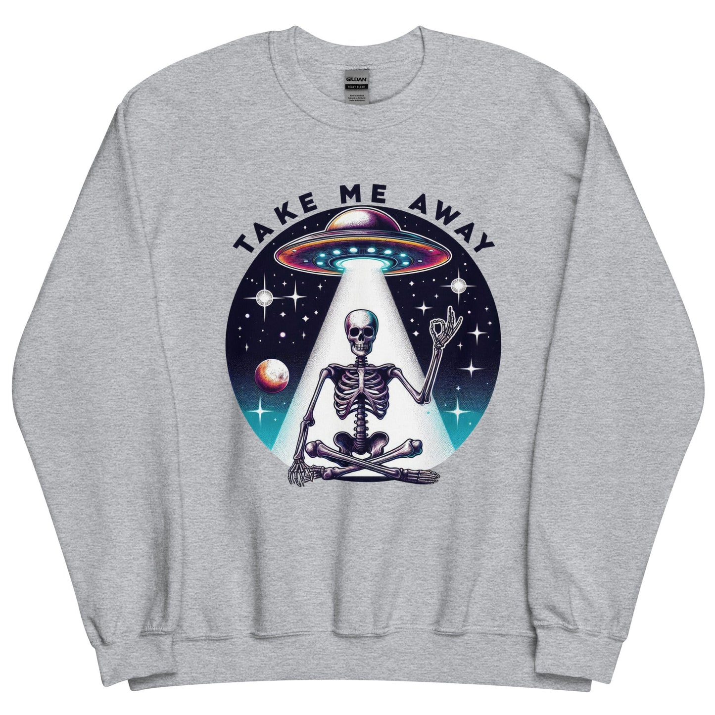 Men’s UFO Skeleton Sweatshirt | ‘Take Me Away’ Design | Cozy & Classic Fit - Sublimegifts4u.com