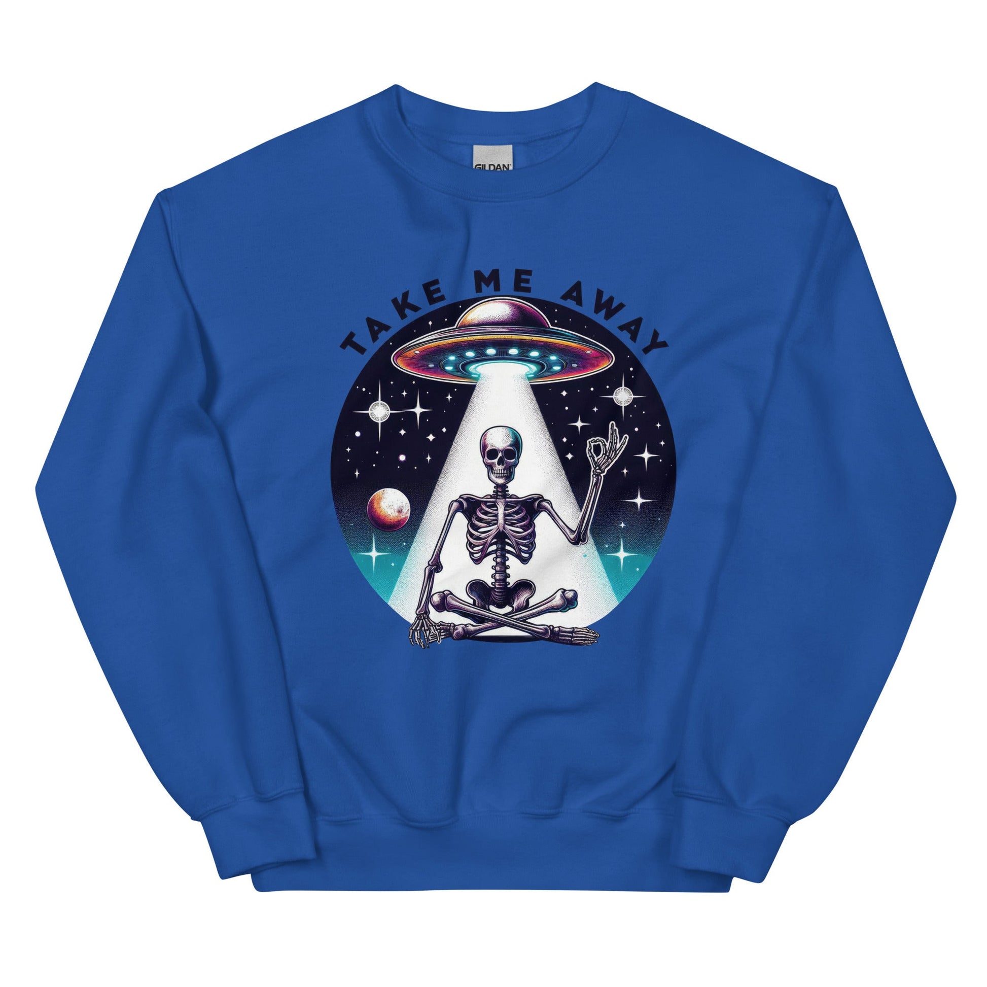 Men’s UFO Skeleton Sweatshirt | ‘Take Me Away’ Design | Cozy & Classic Fit - Sublimegifts4u.com