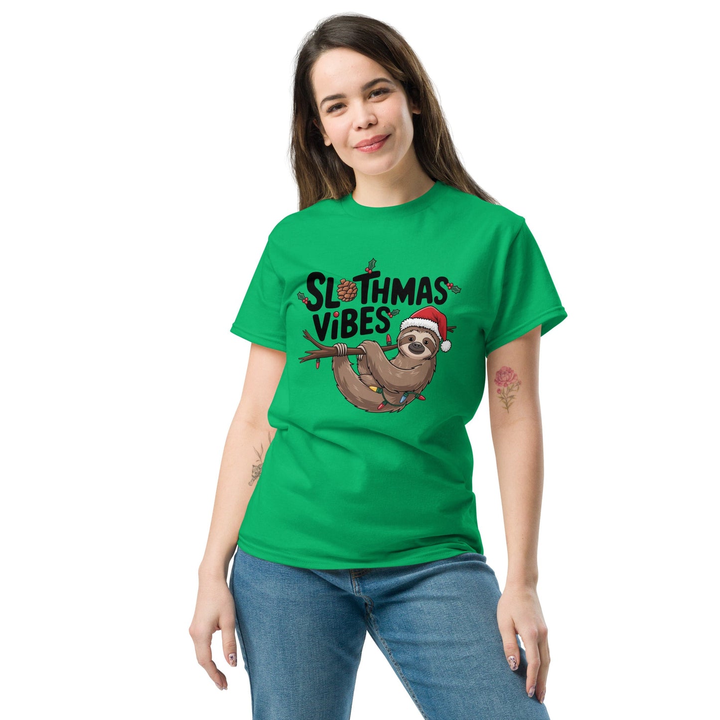 Merry Sloth - mas Women's T-Shirt - Festive Sloth Holiday Tee - Sublimegifts4u.com