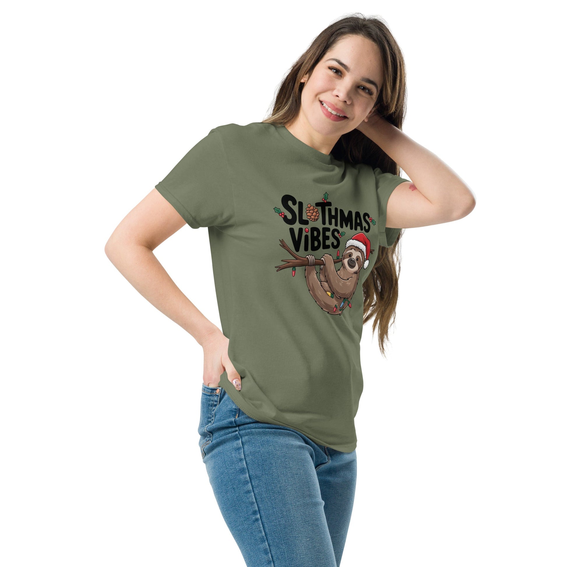 Merry Sloth - mas Women's T-Shirt - Festive Sloth Holiday Tee - Sublimegifts4u.com