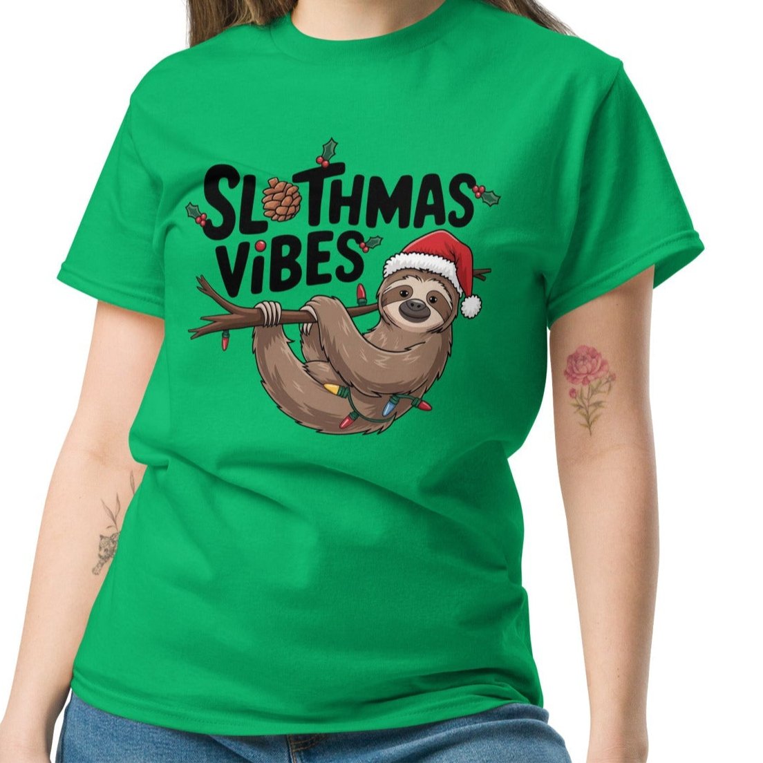 Merry Sloth - mas Women's T-Shirt - Festive Sloth Holiday Tee - Sublimegifts4u.com