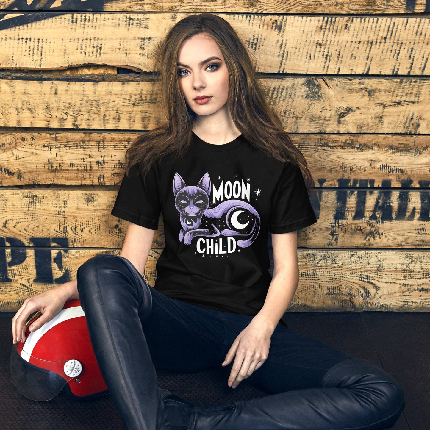 Moon Child" Women's Tee | Celestial Cat Design - Sublimegifts4u.com