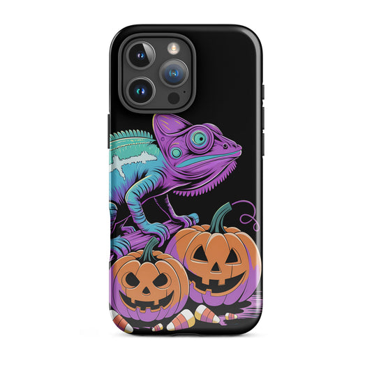 Neon Chameleon Halloween Pumpkin iPhone Case | Dual - Layer Protection - Sublimegifts4u.com