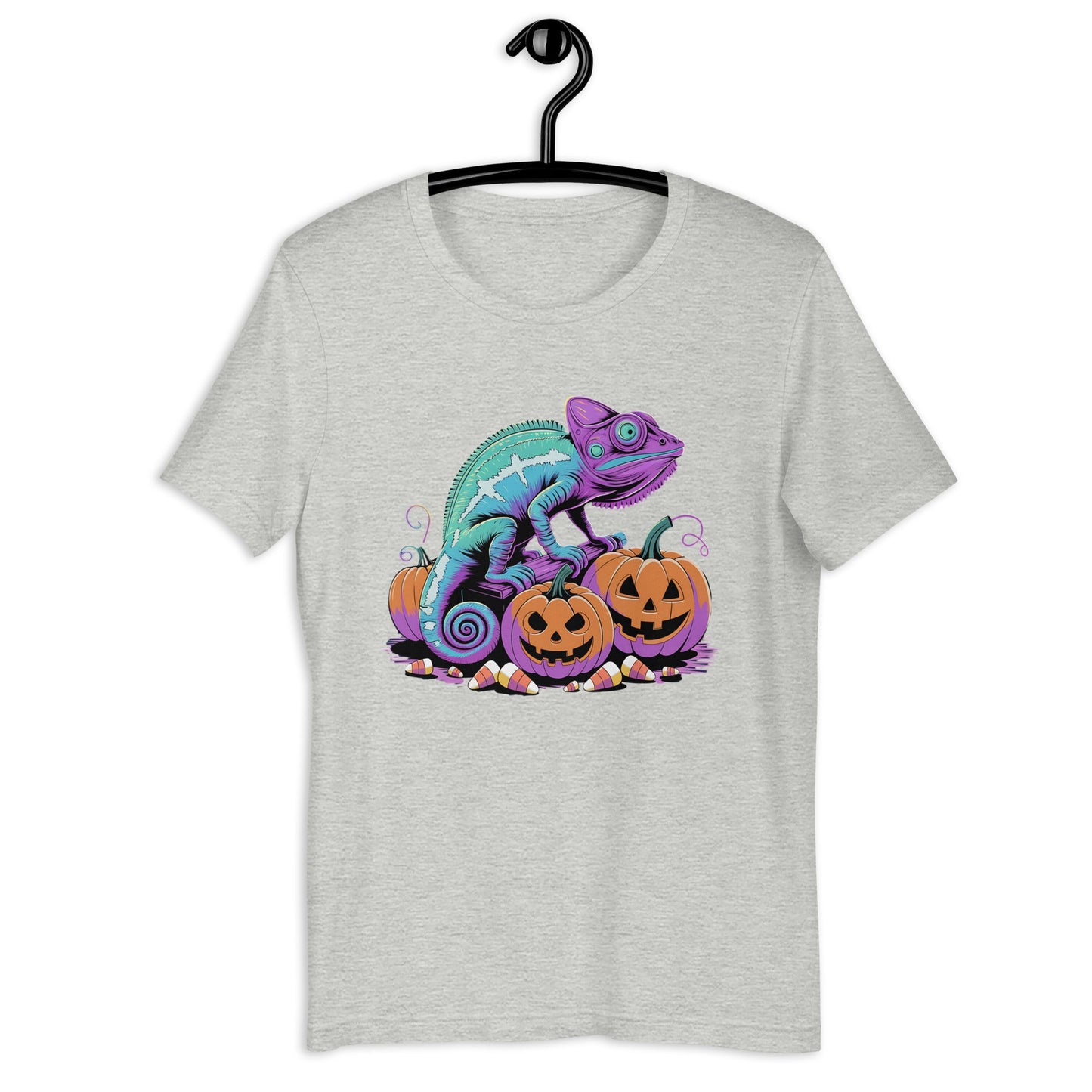 Neon Chameleon on Pumpkins Women's Fall T-Shirt – Soft & Lightweight - Sublimegifts4u.com