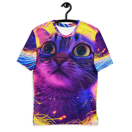 Neon Illusion Cat T-Shirt - Ultra Soft, All - Over Print Tee - Sublimegifts4u.com