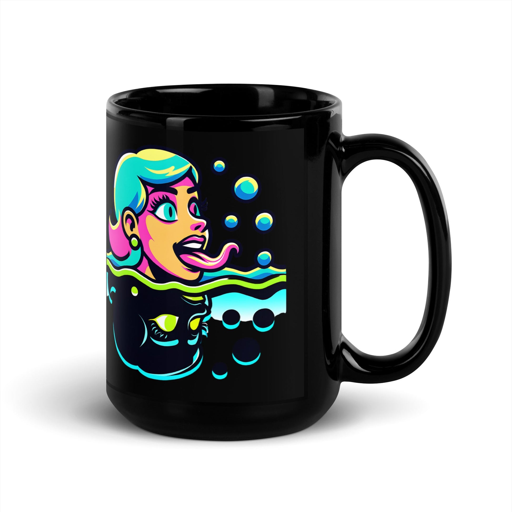 Neon Lady mirror - Black Mug - 11oz & 15oz Ceramic Coffee Mug - Sublimegifts4u.com