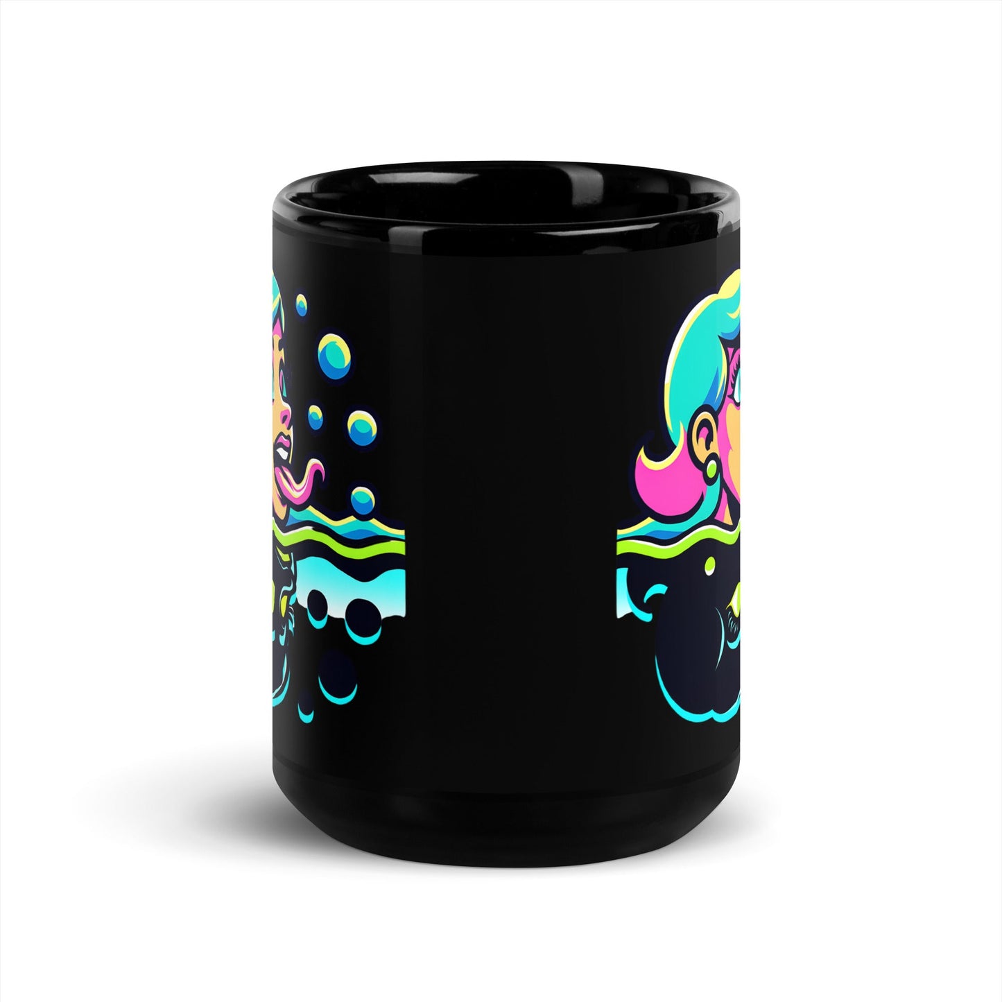 Neon Lady mirror - Black Mug - 11oz & 15oz Ceramic Coffee Mug - Sublimegifts4u.com