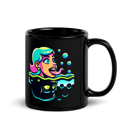 Neon Lady mirror - Black Mug - 11oz & 15oz Ceramic Coffee Mug - Sublimegifts4u.com