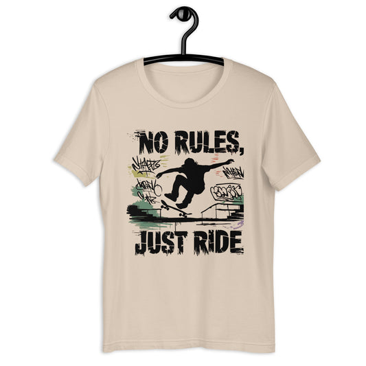 No Rules Just Ride Skateboarder Graphic T-Shirt for Men – Bold & Comfortable Tee - Sublimegifts4u.com