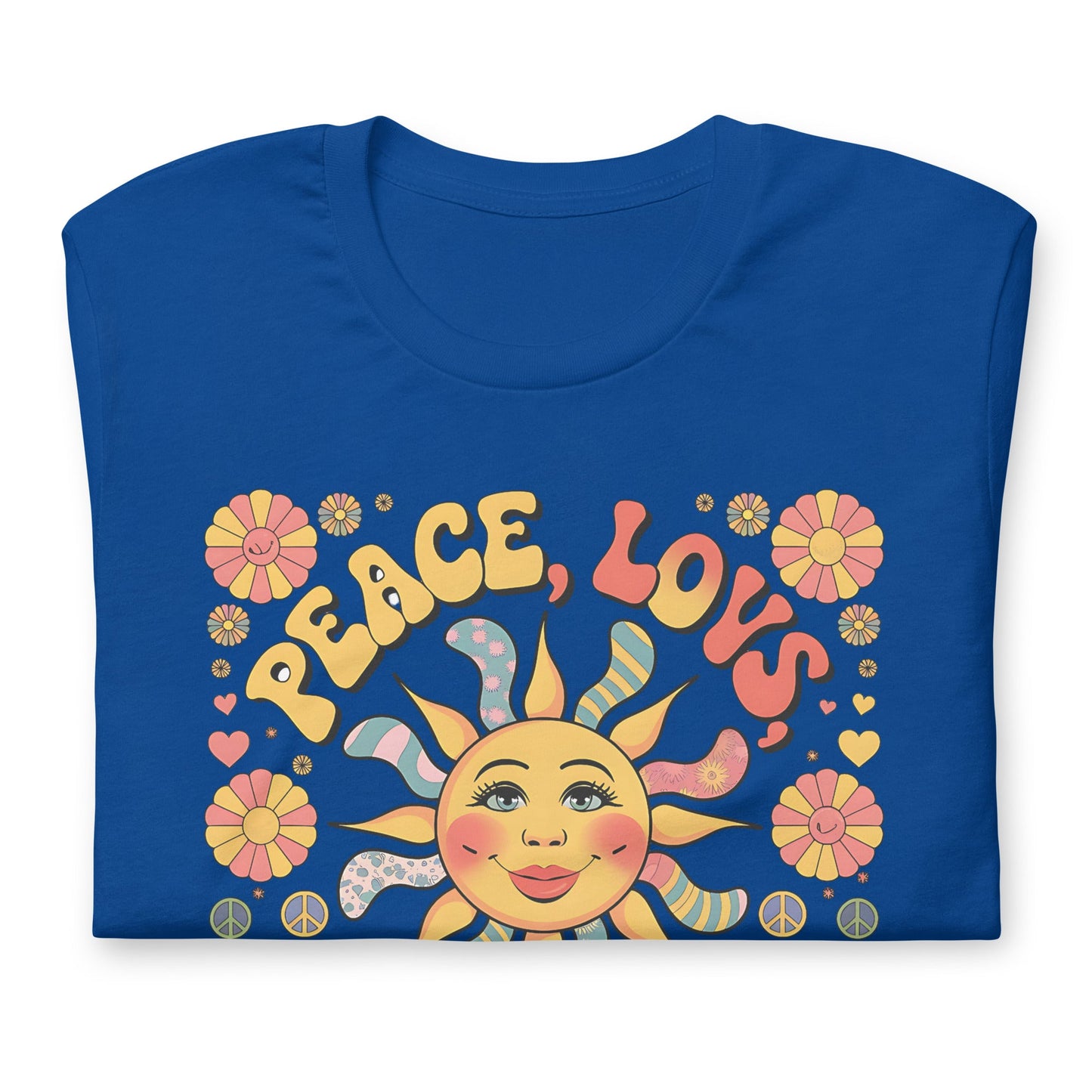 Peace Love and Sunshine Women's T-Shirt - Hippie Sunshine Design, Soft & Comfortable - Sublimegifts4u.com