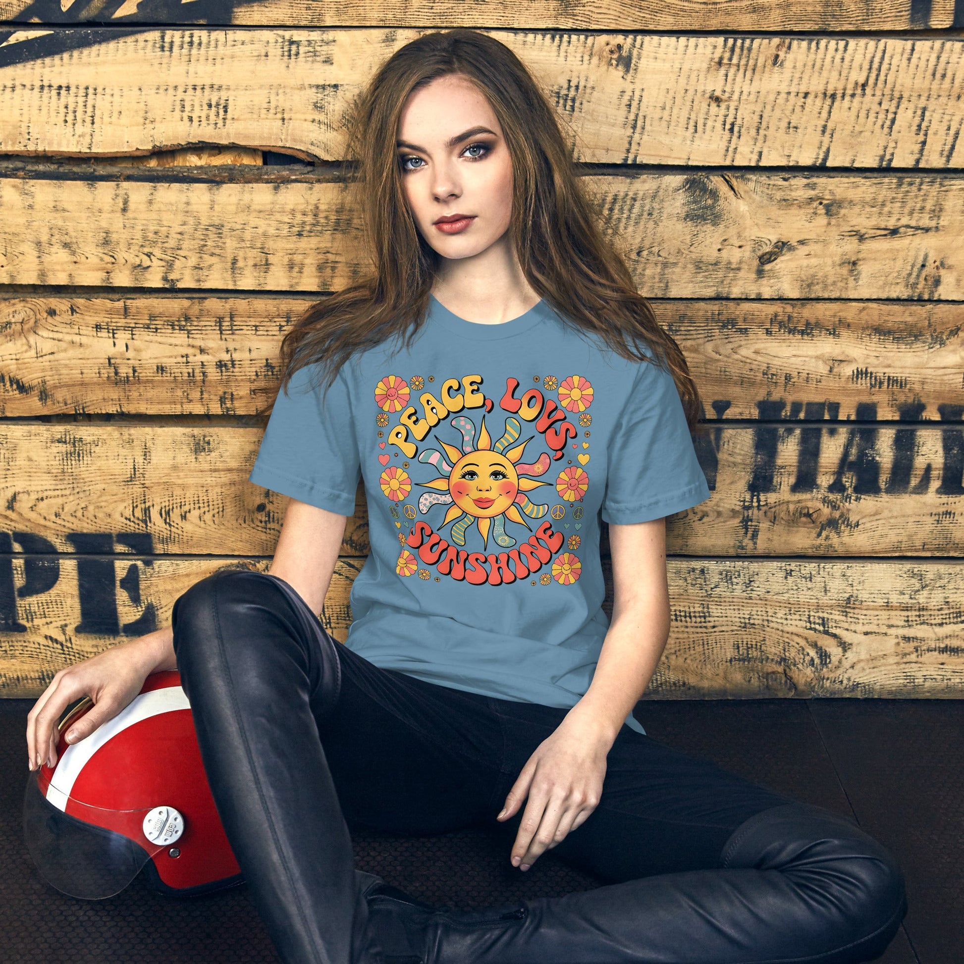 Peace Love and Sunshine Women's T-Shirt - Hippie Sunshine Design, Soft & Comfortable - Sublimegifts4u.com