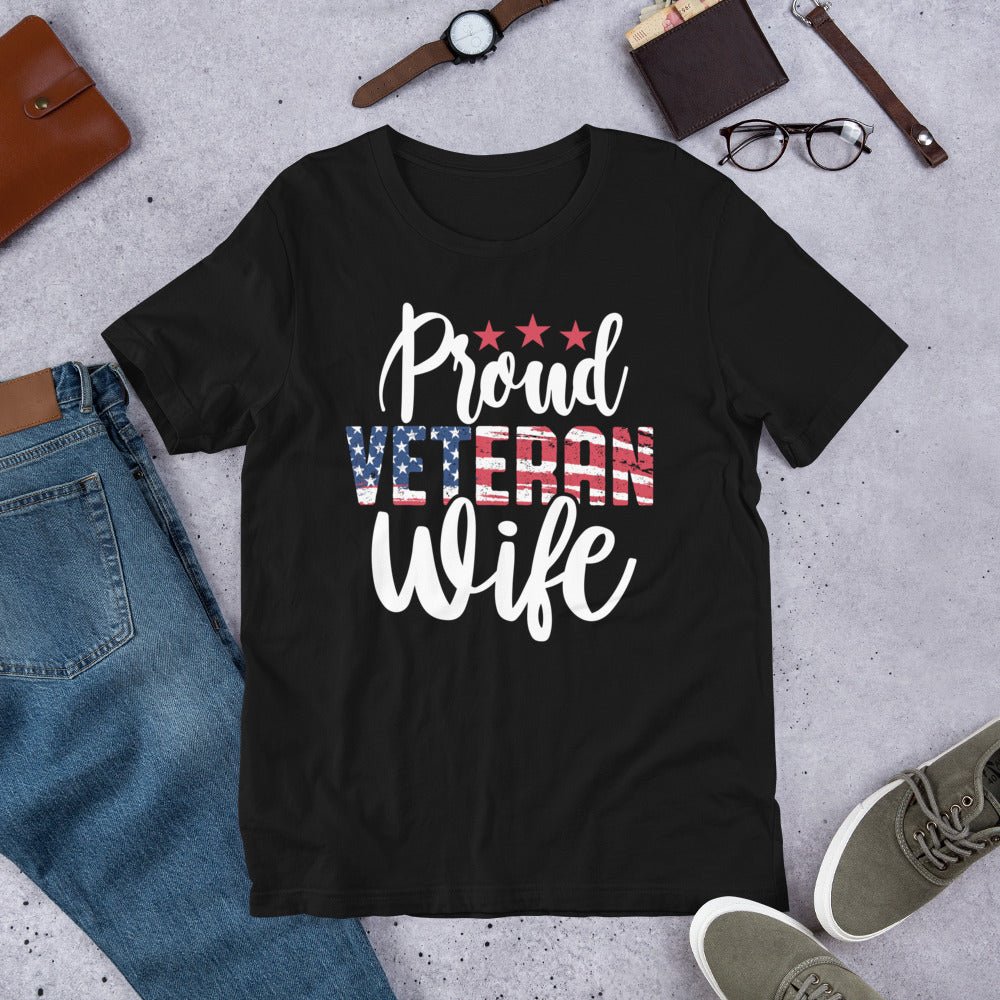 Proud Veteran's Wife" T-Shirt - Women's Patriotic Military Wife Shirt - Sublimegifts4u.com