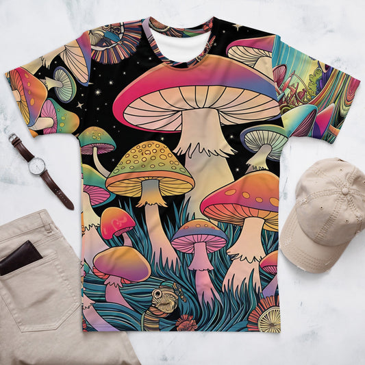 Psychedelic Colorful Mushroom All - Over Print Tee for Men - Sublimegifts4u.com