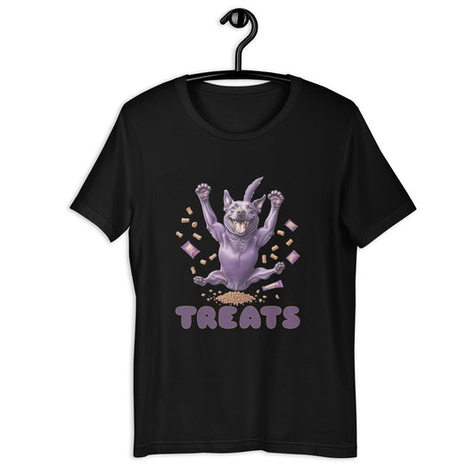 Purple Dog Jumping T-Shirt | Soft & Lightweight Women's Tee with Fun Treats Design - Sublimegifts4u.com