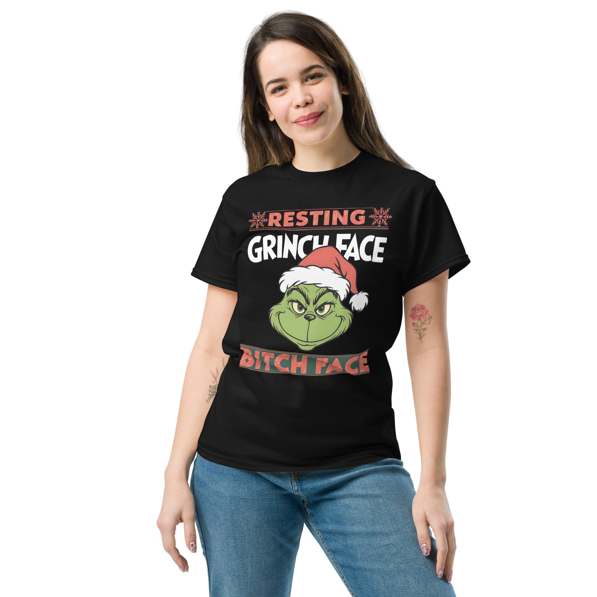 Resting Grinch Face" Funny Women's Holiday T-Shirt - Sublimegifts4u.com