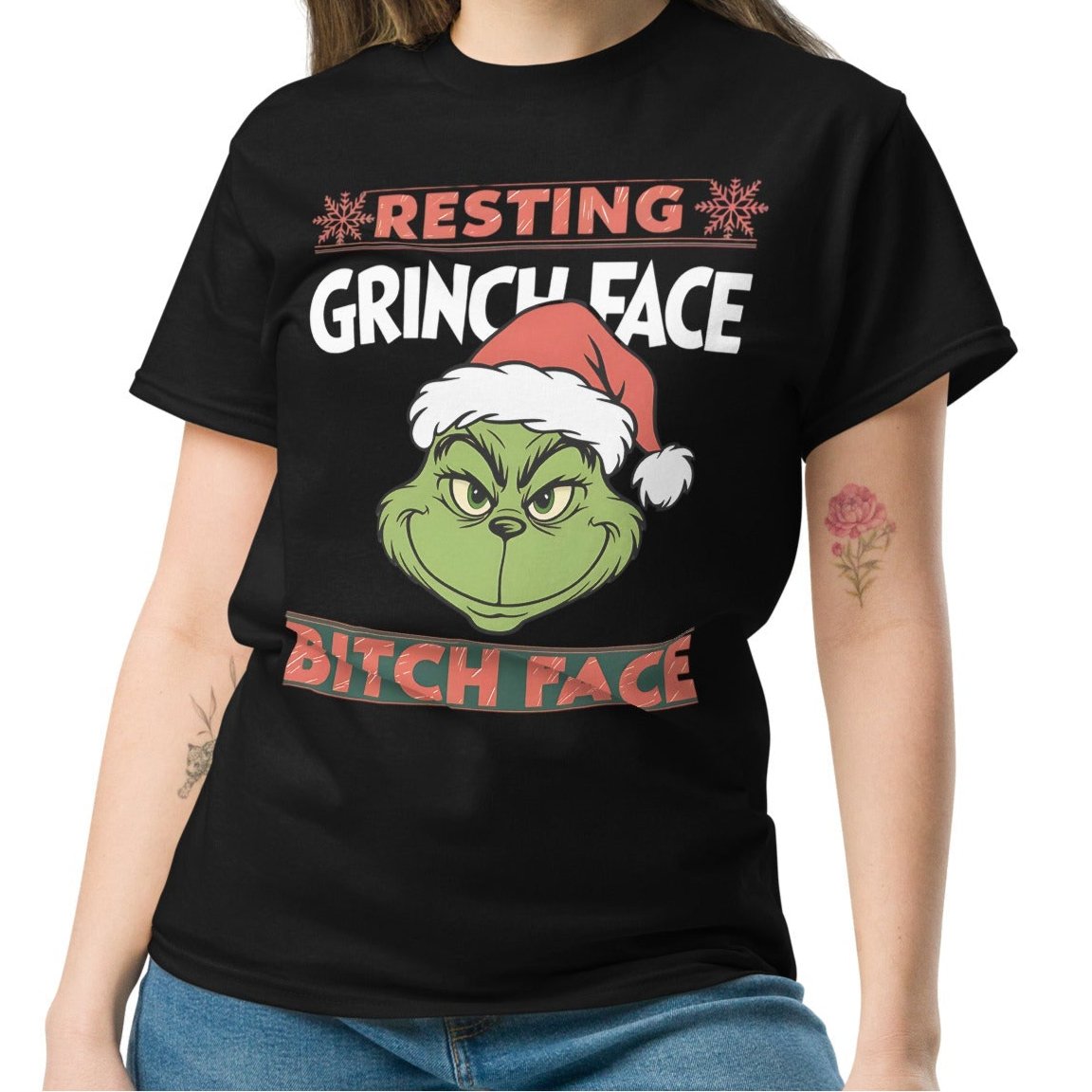 Resting Grinch Face" Funny Women's Holiday T-Shirt - Sublimegifts4u.com