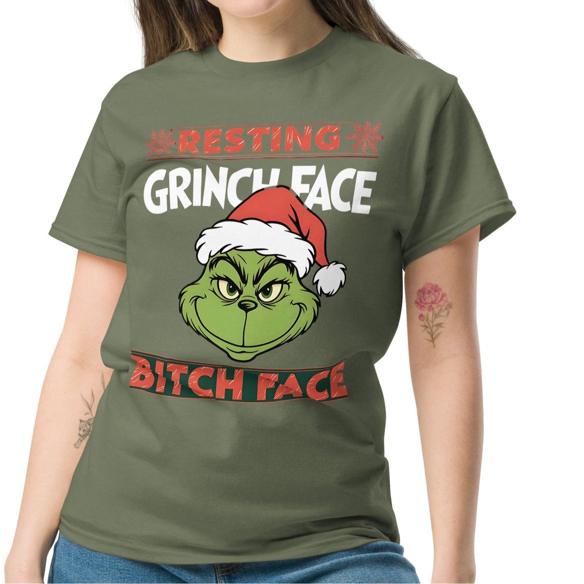 Resting Grinch Face" Funny Women's Holiday T-Shirt - Sublimegifts4u.com