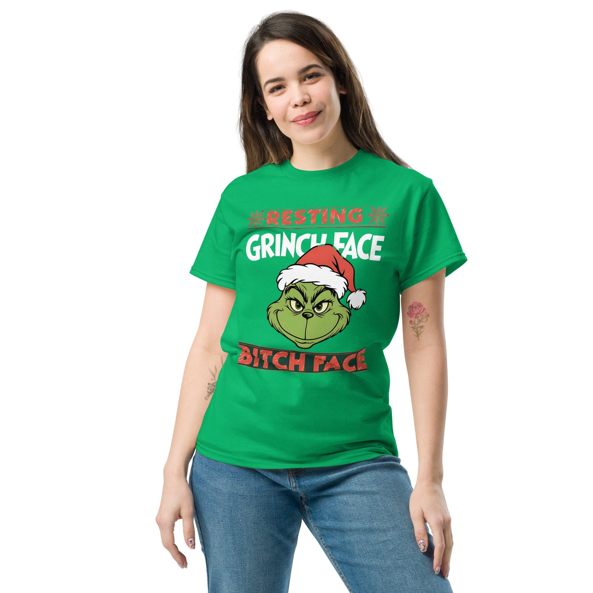 Resting Grinch Face" Funny Women's Holiday T-Shirt - Sublimegifts4u.com