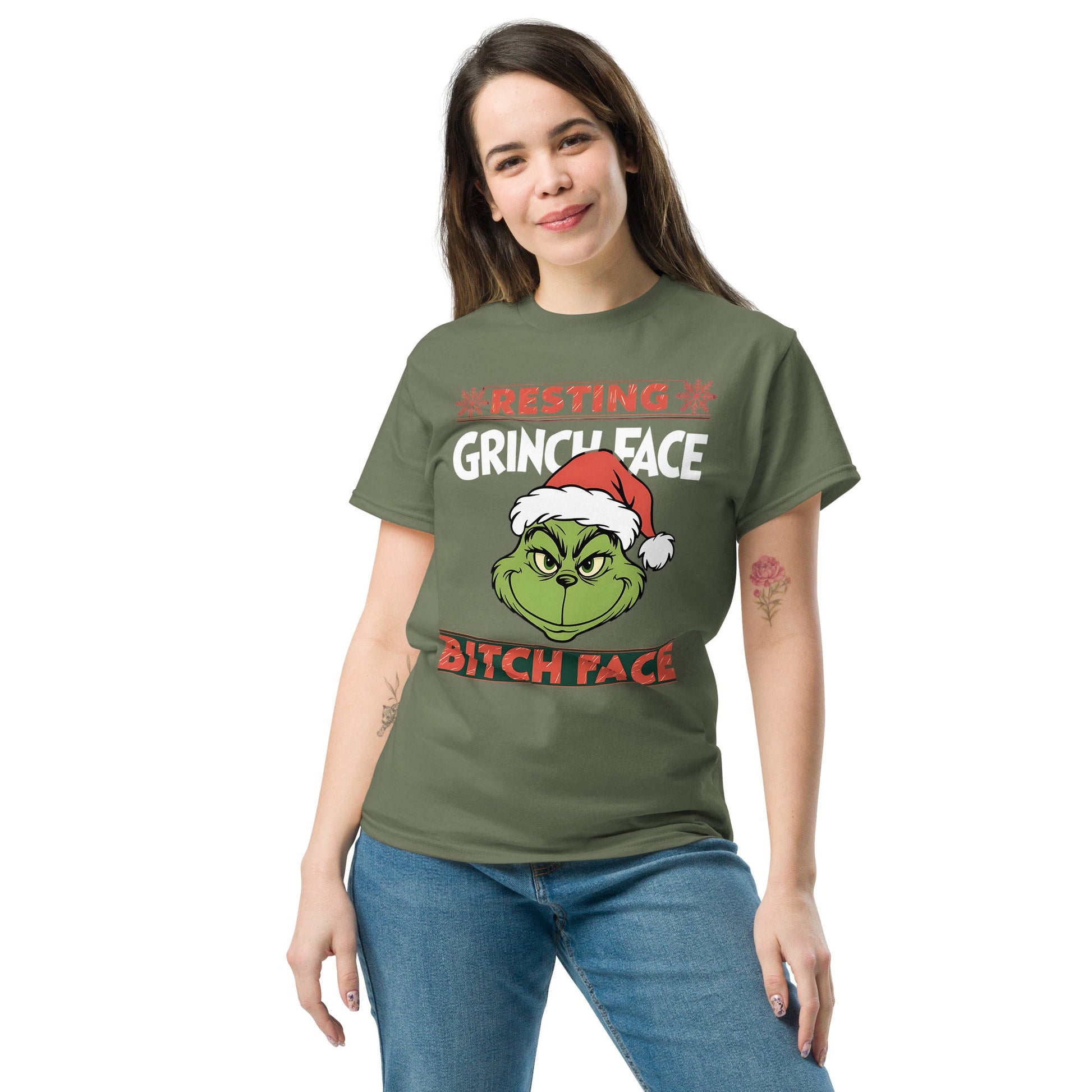 Resting Grinch Face" Funny Women's Holiday T-Shirt - Sublimegifts4u.com