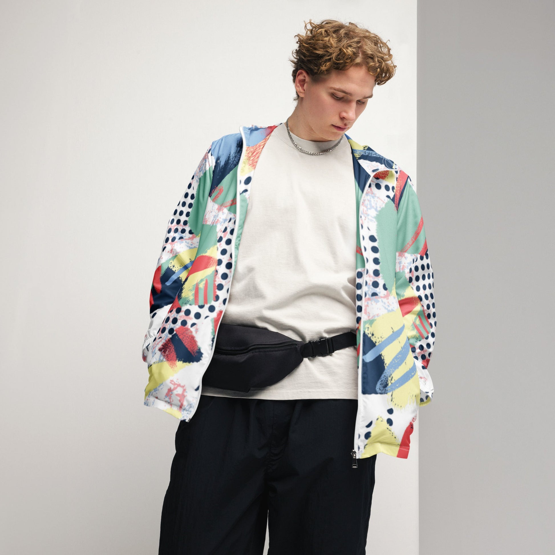 Retro Abstract Print Lightweight Windbreaker Jacket for Men - Sublimegifts4u.com