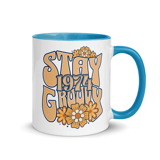 Retro Hippie Accent Mug: 'Stay 1974 Groovy' – Perfect for a Nostalgic Touch - Sublimegifts4u.com