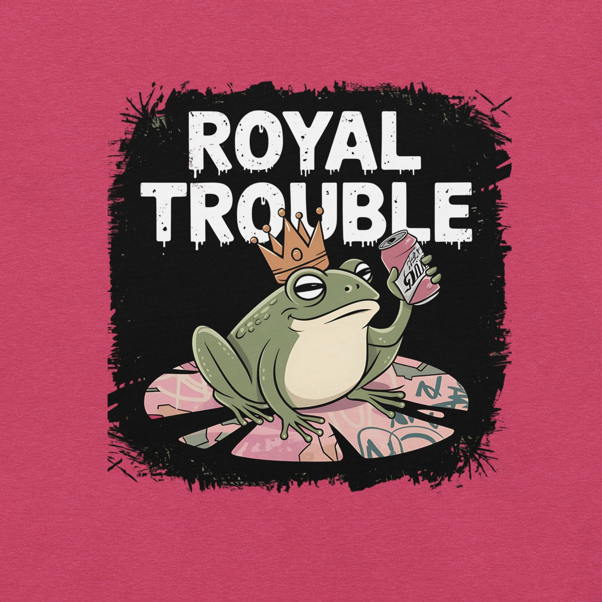 Royal Trouble Women’s T-Shirt – Frog with Crown & Soda Design - Sublimegifts4u.com