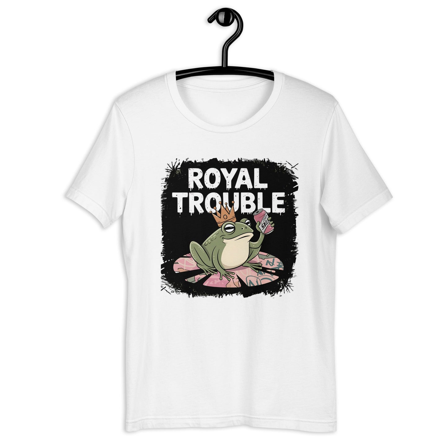 Royal Trouble Women’s T-Shirt – Frog with Crown & Soda Design - Sublimegifts4u.com