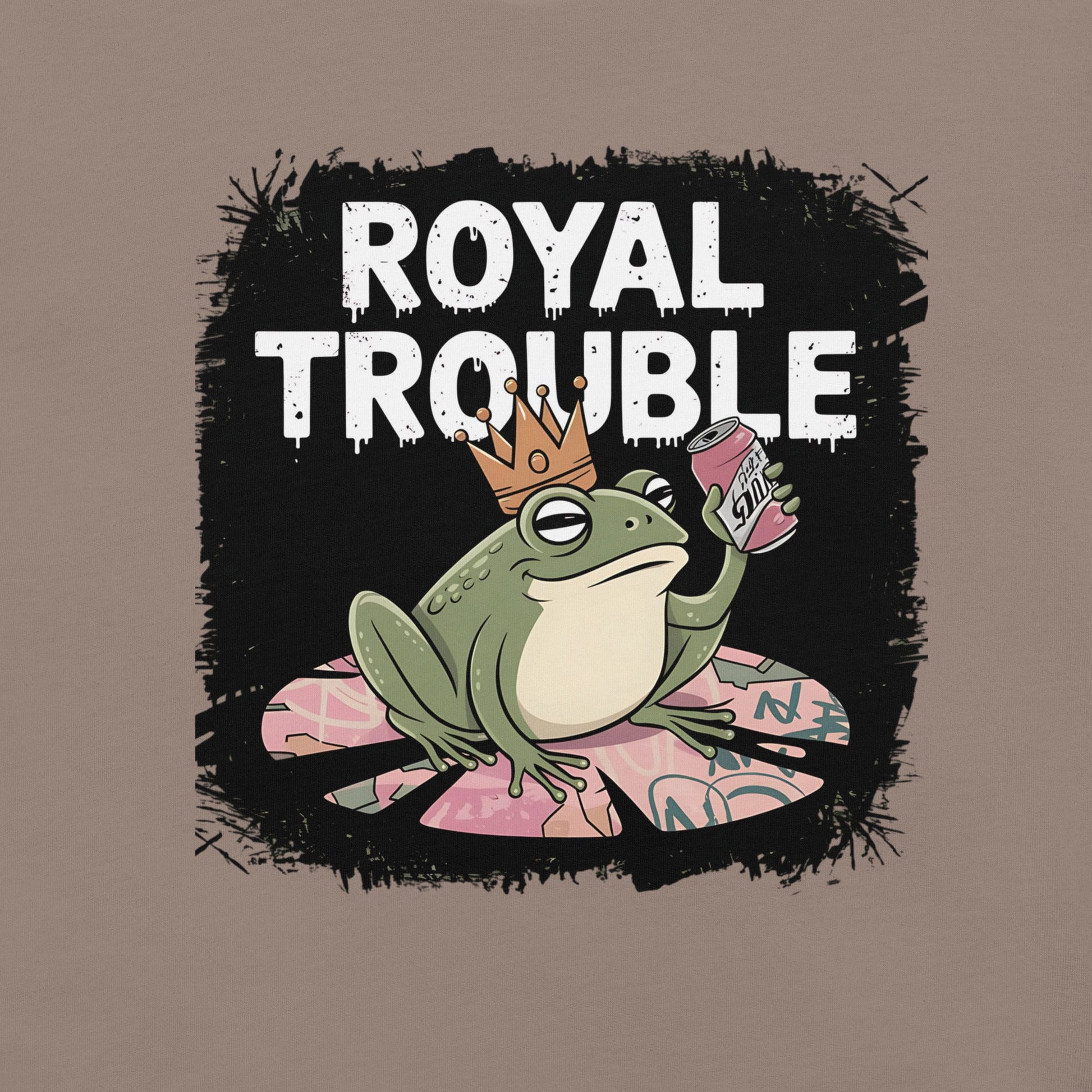 Royal Trouble Women’s T-Shirt – Frog with Crown & Soda Design - Sublimegifts4u.com