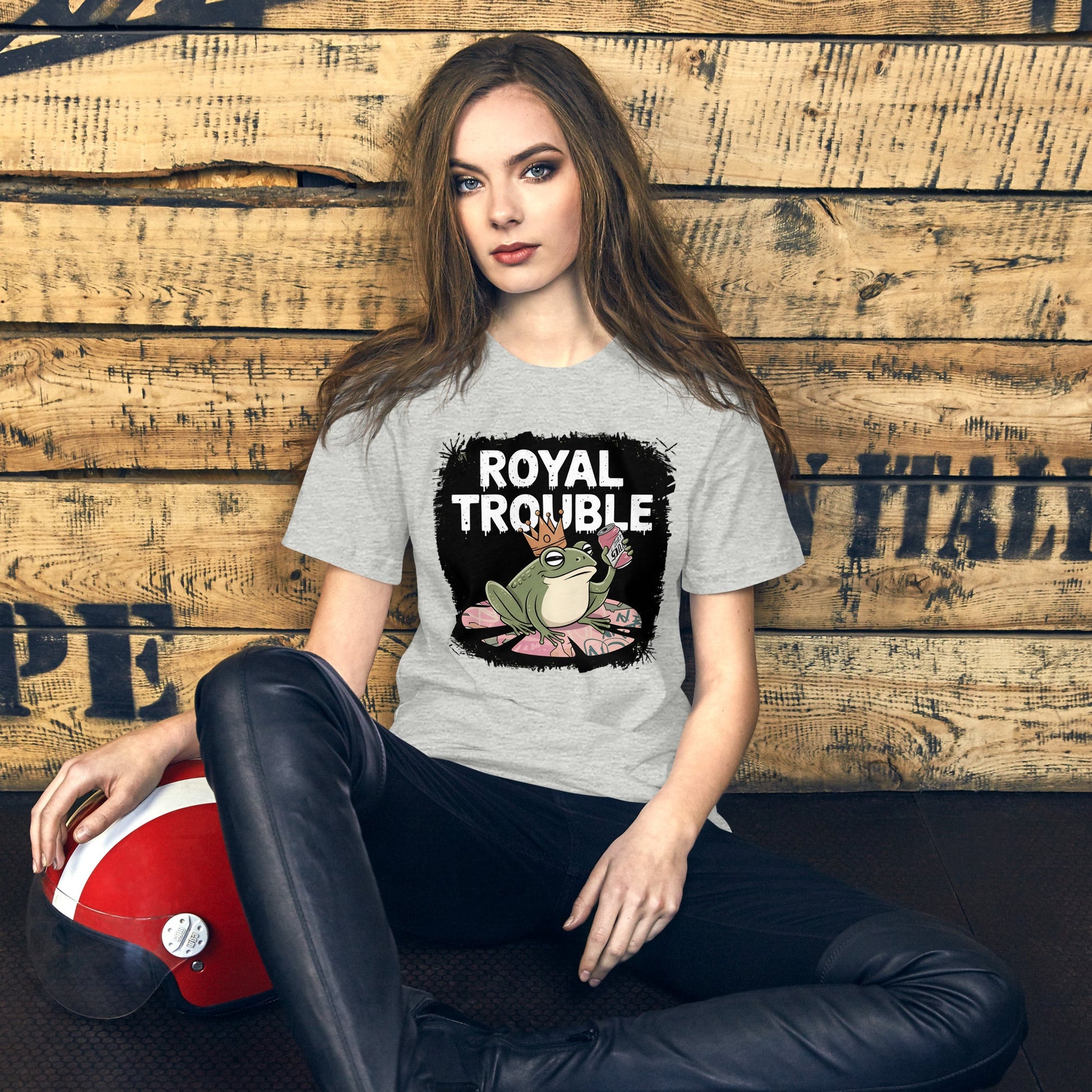 Royal Trouble Women’s T-Shirt – Frog with Crown & Soda Design - Sublimegifts4u.com