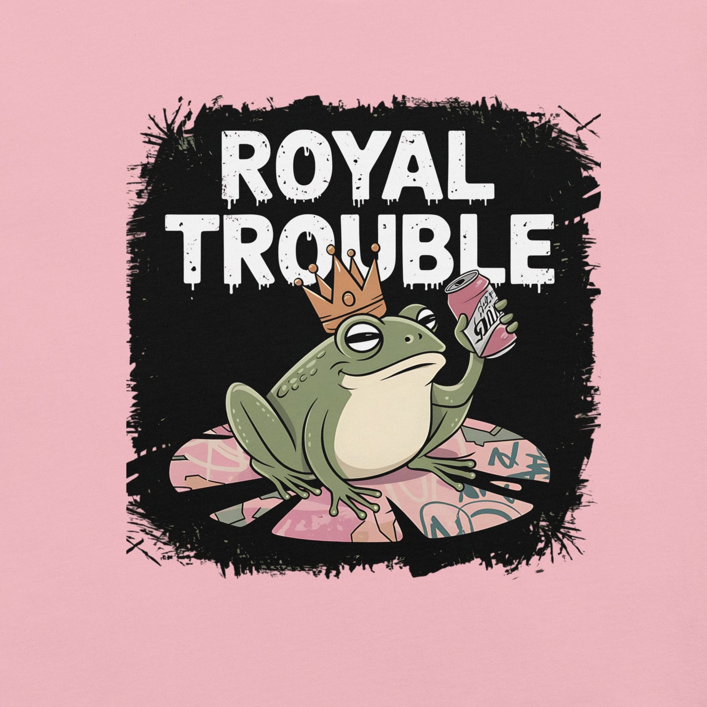 Royal Trouble Women’s T-Shirt – Frog with Crown & Soda Design - Sublimegifts4u.com