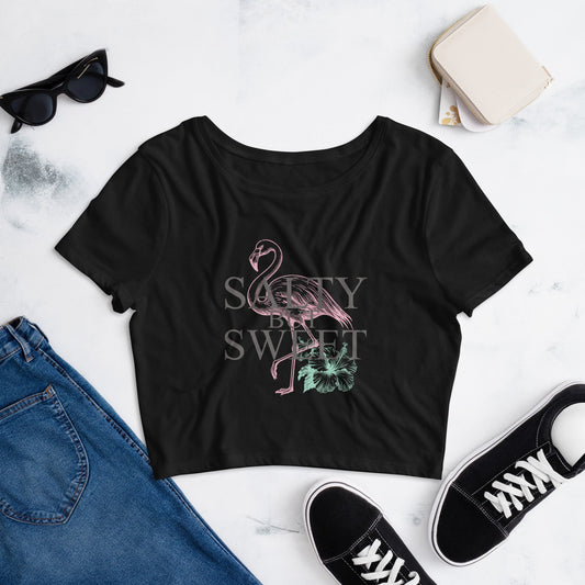 Salty but Sweet Flamingo Women's Crop Top - Fun & Comfortable - Sublimegifts4u.com