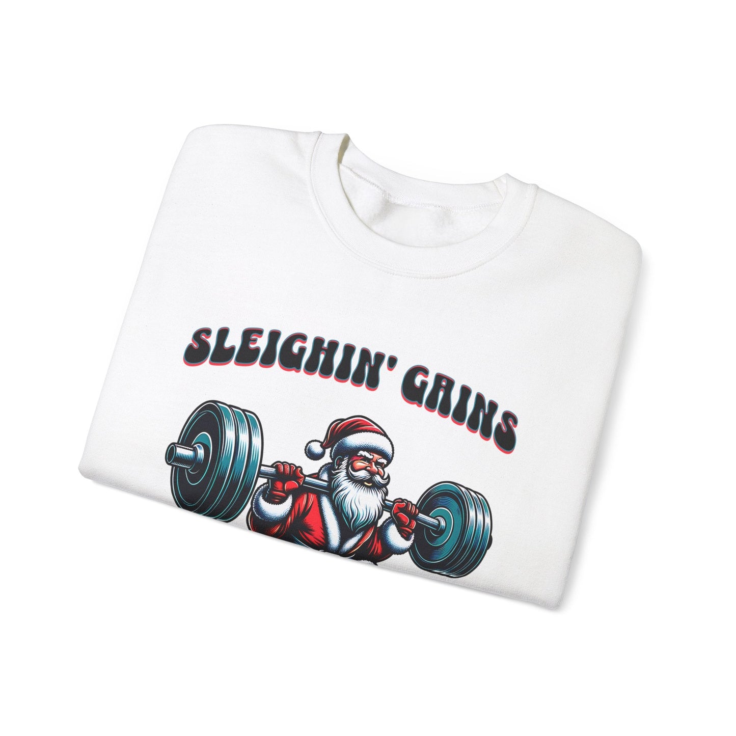 Sleighin' Grains Santa Claus Weightlifting Sweatshirt for Men | Cozy Crewneck Comfort - Sublimegifts4u.com