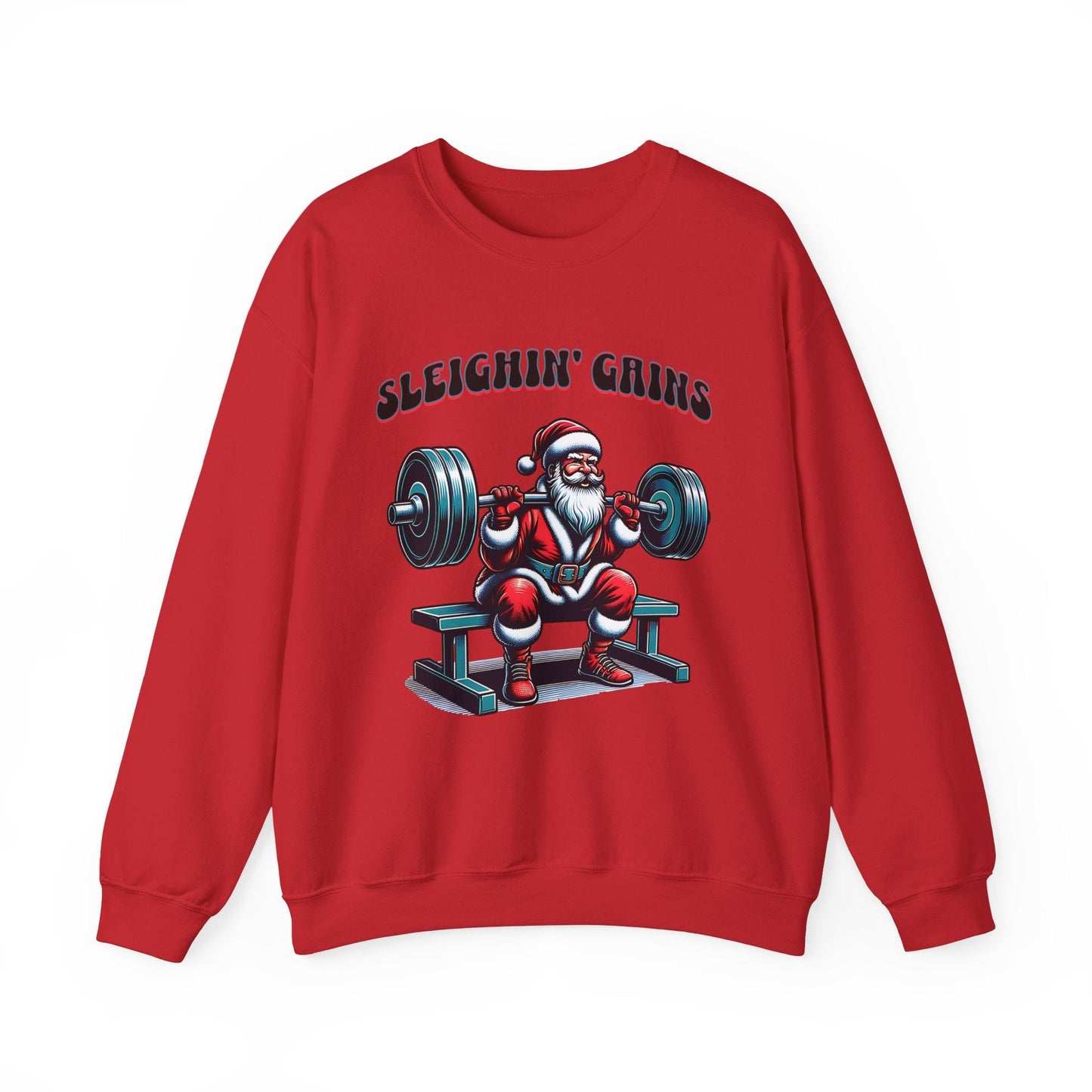 Sleighin' Grains Santa Claus Weightlifting Sweatshirt for Men | Cozy Crewneck Comfort - Sublimegifts4u.com